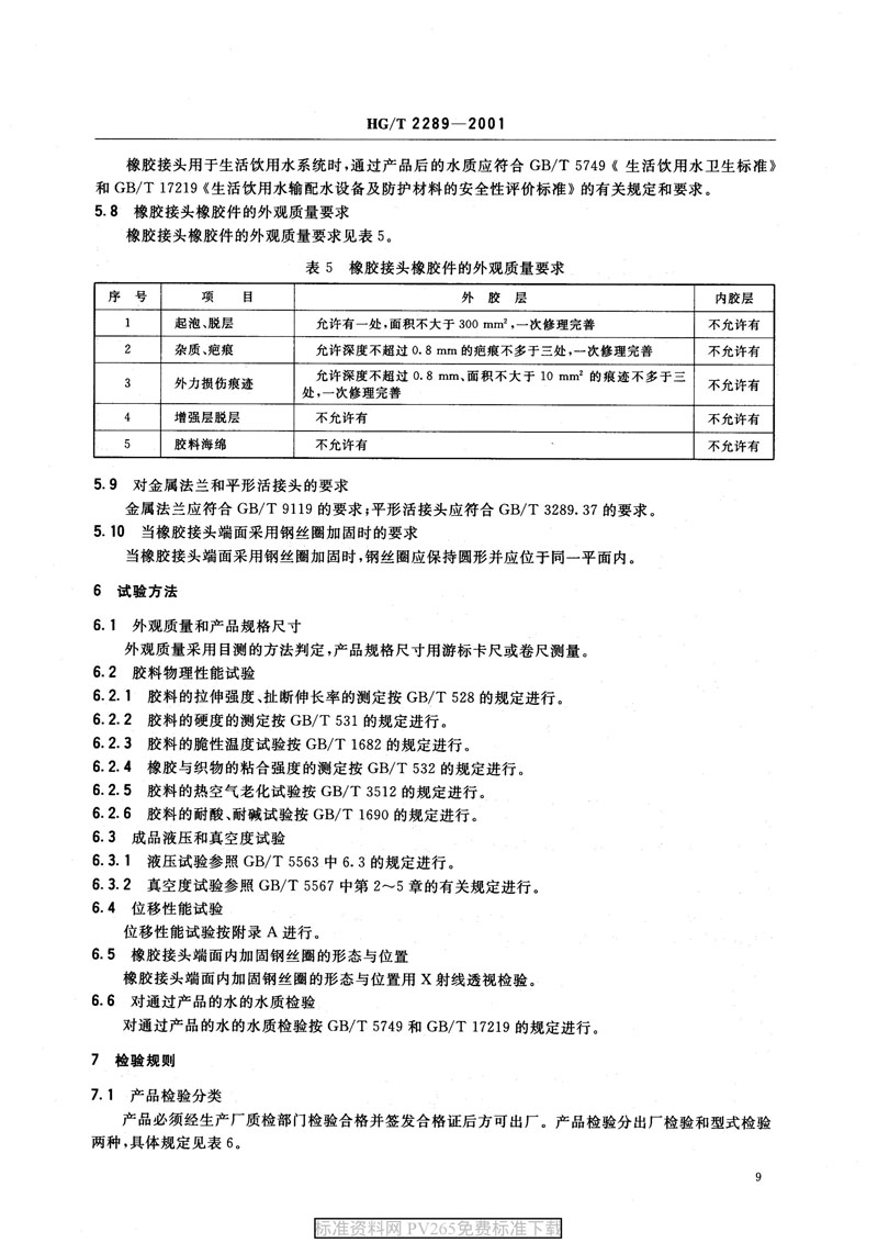 【產品標準】HG/T 2289-2001 可曲撓橡膠接頭 【產品標準】HG/T 2289-2001 可曲撓橡膠接頭